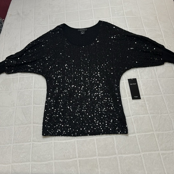 Karen Kane Black Sequin‎ Stretch Blouse, Women’s Medium - Picture 8 of 10